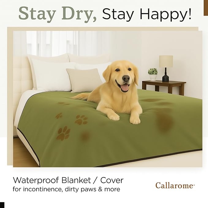 Waterproof Blanket for Bed & Couch Protection, Khaki/Ochre, 80"x90" | High-Density Heavy-Duty Material – Ultra-Soft & Durable Soft Fleece, Leakproof, Reversible, Silent No-Crinkle Design - Image 5