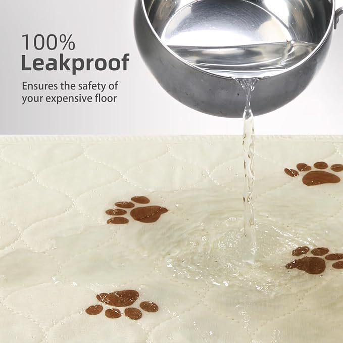 PUPTECK Washable Pee Pads for Dogs Dog Training Pads 2 Pack Beige 36x72 in | Reusable Puppy Potty Training Pads Whelping Mat Pet Food Feeding Mat Leakproof Fast Absorption Non-Slip for Couch, Crate - Image 4