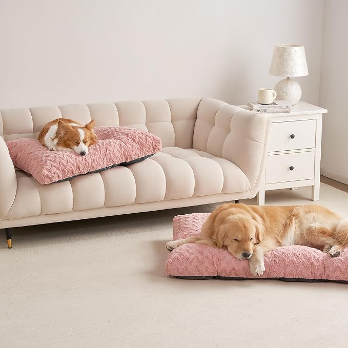 EHEYCIGA Washable Dog Bed for Crate 36x27 Inch, Anti-Slip L Plus Kennel Pad for Dogs Up to 55 lbs, Plush and Comfy Pet Sleeping Mat, Pink - Image 8