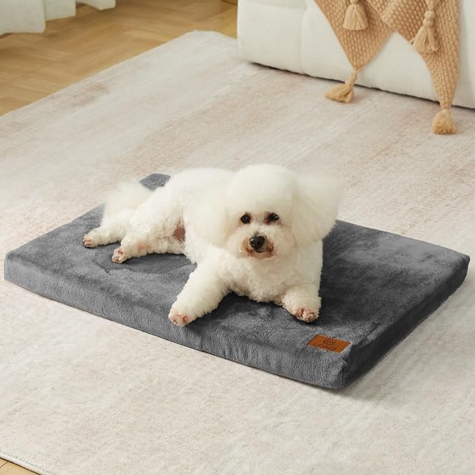 LIORCE Dog Bed for Small Dogs - Puppy Dog Crate Pad with Removable Washable Cover and Waterproof Lining - Memory Foam Dogs Kennel Mat - Reversible Pet Bed (Cool & Warm), 24 x 18, Dark Grey - Image 8