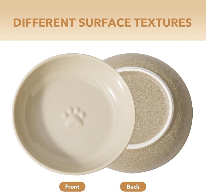 Havniva Elevated Cat Bowls, Raised Ceramic Cat Bowl with Stand, Two Heights | Cat Food & Water Bowl Set, Whisker Friendly, 6” Raised Cat Dishes, Shallow Cat Plates, Non-slip Wood Stand, Kitten Food Bowl - Image 3