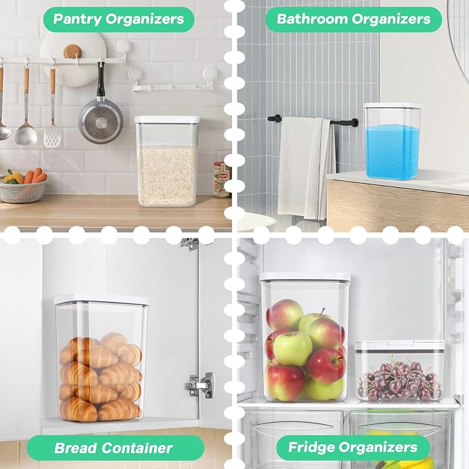 TBMax Large Airtight Food Container 6 Qt with Pop Up Lid & Measuring Cup for Rice, Flour, Cereal, Sugar, or Pet Food Storage, Rectangular Tall Food Storage Bin for Kitchen Pantry Organization - Image 6
