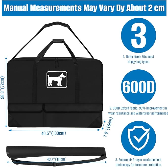 SIRUITON 600D Dog Playpen Storage Bag Fits 40" H 8 Panels & 9 Stakes | Dog Fence Travel Bag Suitable for Foldable Exercise Pet Playpen with Reinforced Double Handles. - Image 2