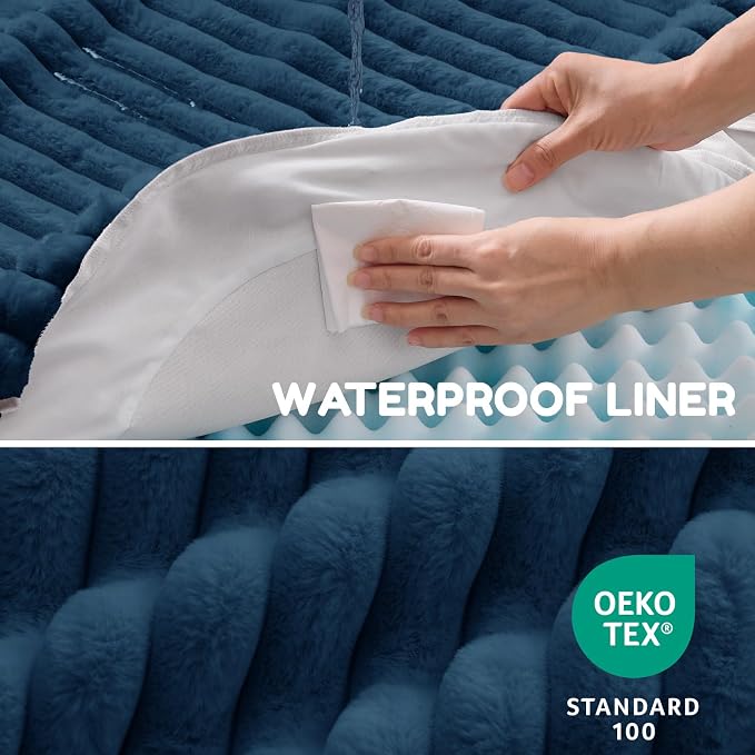 ChiXnuggle Orthopedic Dog Bed, Washable Cover, Faux Fur Bolster Pet Couch | waterproof,egg crate foam,non-slip bottom,for large dogs,navy,35*28*7,dog sofa - Image 6