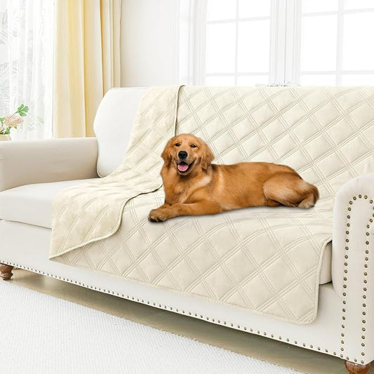 Smiry Waterproof Dog Bed Cover, Reversible Pet Blanket for Sofa Couch | Soft Washable Dog Blanket, Leakproof Couch Cover for Dogs Cats & Furniture Protection, 52x82, Beige/Beige by Smiry