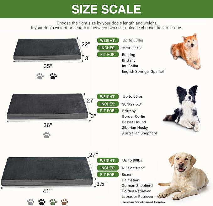 Waterproof Dog Bed Large Sized Dogs, Orthopedic Washable Crate Pad 35"x22" | Outdoor Pet Bed Foam, Reversible Faux Leather & Flannel, Durable Removable Cover, Anti-Slip Bottom,Kennel Pad 36" Dark Gray - Image 8