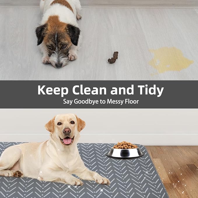 PUPTECK Washable Pee Pads for Dogs Dog Training Pads 2 Pack Grey 36x41 in | Reusable Puppy Potty Training Pads Whelping Mat Pet Food Feeding Mat Leakproof Fast Absorption Non-Slip for Couch, Crate - Image 4