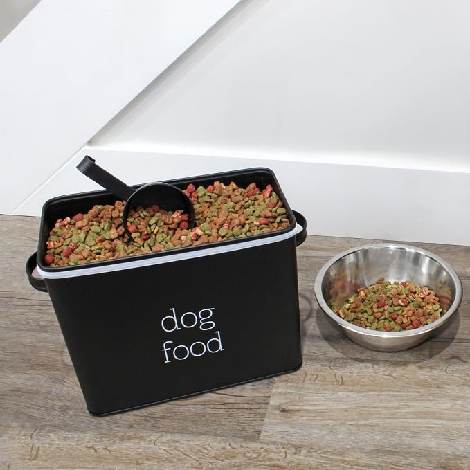 AuldHome Design Retro Dog Food Canister (Black); Modern Farmhouse Style Storage Bin for Pet Food - Image 8