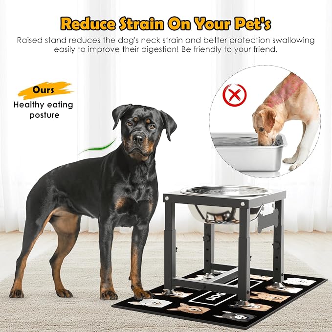 ADENGL 0.8 Gallon Elevated Dog Water Bowl for Medium Dog, 4-Height Adjustable (8–12.2'') Raised Stainless Steel Bowl with Spill-Proof Mat & Sturdy Metal Stand, Easy-Clean Feeder for Indoor/Outdoor Use - Image 2