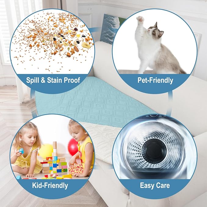 Genina 100% Waterproof Couch Cover for 3 Cushion Couch Sofa Cover for Dogs, Anti-Slip Sofa Covers Washable Couch Covers for Sectional Sofa L Shape Couch Protector, 1 Piece (Sky Blue, Sofa Large) - Image 4