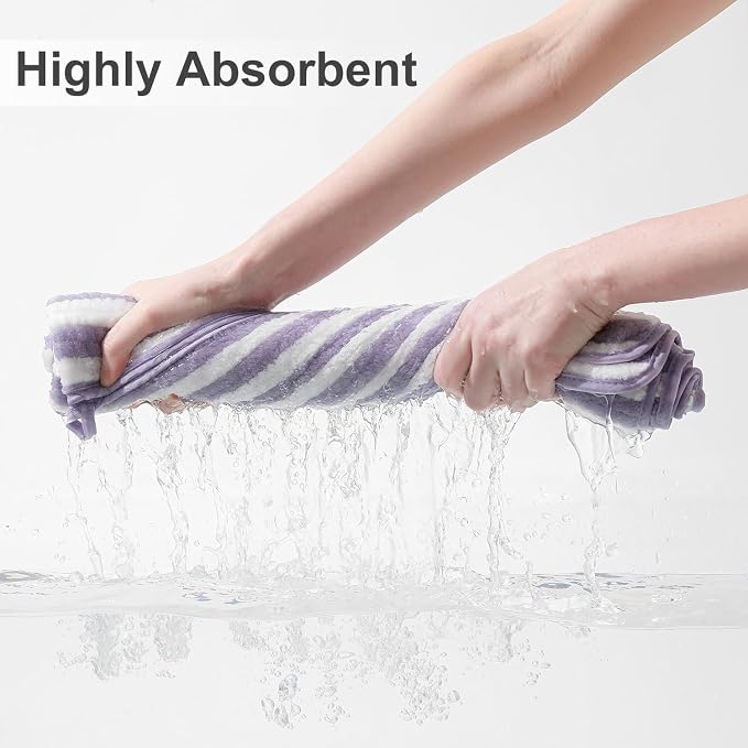 Smuge 18 Pcs Bath Towel Set, Include 6 Bath Towel Sheets, 6 Hand Towels and 6 Washcloths - Highly Absorbent Quick Dry Microfiber,Ultra Soft Bathroom Towel Set with Hanging Loop - Light Purple - Image 2