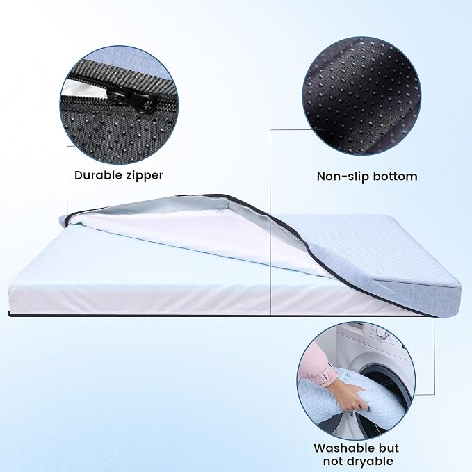 Cooling Dog Bed for Large Dogs, Orthopedic Memory Foam Dog Bed with New Cooling Fabric, Waterproof Washable Pet Bed for Crate, Non-Slip Cooling Pet Mat for Arthritic Dogs Up to 80Lbs, 41" x 29" x 4" - Image 7