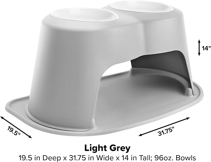 WeatherTech Double High Pet Feeding System w/Plastic Dog/Cat Bowls - 14" High Stand Light Grey (PDHC9614LGLG) - Image 4