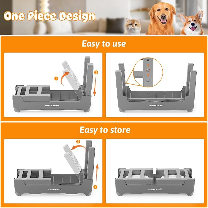 URPOWER Raised Dog Bowls 4 Height Adjustable Elevated Bowl Stand | Stainless Steel Water Bowl Non-Slip Dog Food Bowls Stand for Small Medium Large Dogs and Pets - Image 6