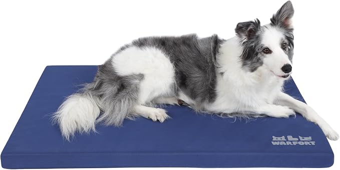Durable Outdoor Dog Bed Chew Proof Stable Crate Mat Indoor cat Bed Anti Mild Bite Kennel Pad with Removable Fully Waterproof Cover (Blue, Small(23x17x1.5in)) by WARFORT