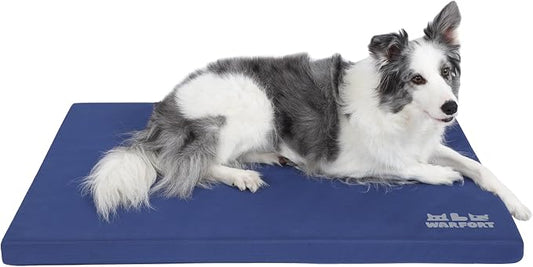 Durable Outdoor Dog Bed Chew Proof Stable Crate Mat Indoor cat Bed Anti Mild Bite Kennel Pad with Removable Fully Waterproof Cover (Blue, Small(23x17x1.5in)) by WARFORT