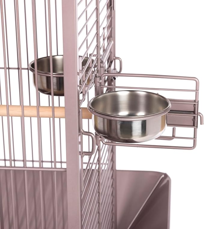 Prevue Pet Playtop Bird Cage - Medium Steel Bird Cage with Integrated Playtop, Rolling Stand, Seed Guards, and Perches, Ideal for Conures and Cockatiels - Blush Finish - Image 8
