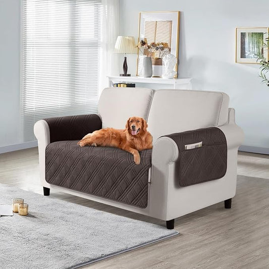 TAOCOCO Waterproof Loveseat Covers for Pets Dogs with Non Slip Backing, Sofa Seat Covers with Side Pocket for 2 Cushion Couch Washable Dog Couch Cover Protector Sofa Slipcovers(Loveseat, Chocolate) by TAOCOCO