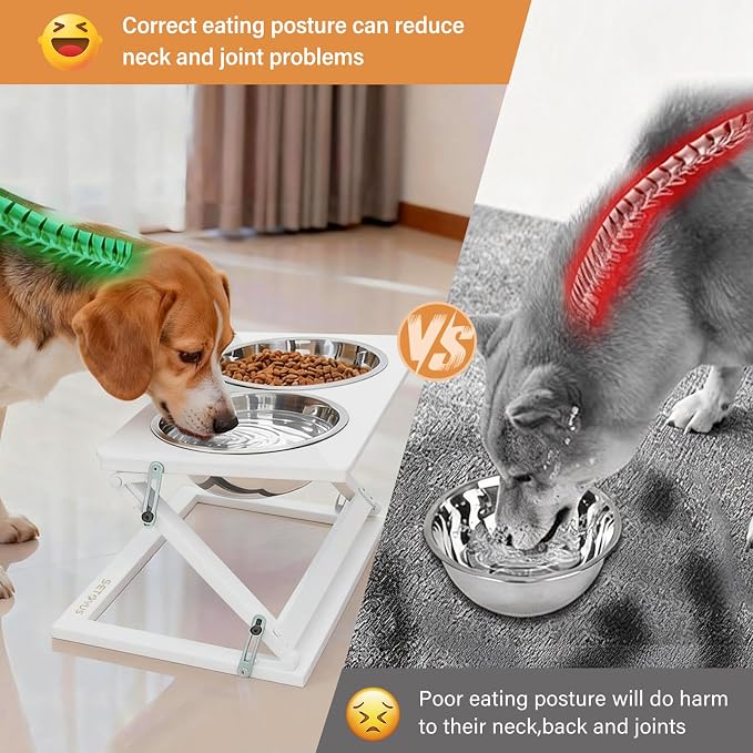 Elevated Dog Bowl, Adjustable Height and Tilt Angle Dog Bowl Stand | Precisely Adjust Height And Tilt Angle, Easy To Clean, Equipped With 2 Stainless Steel Food Bowls, Sturdy And Durable. - Image 4