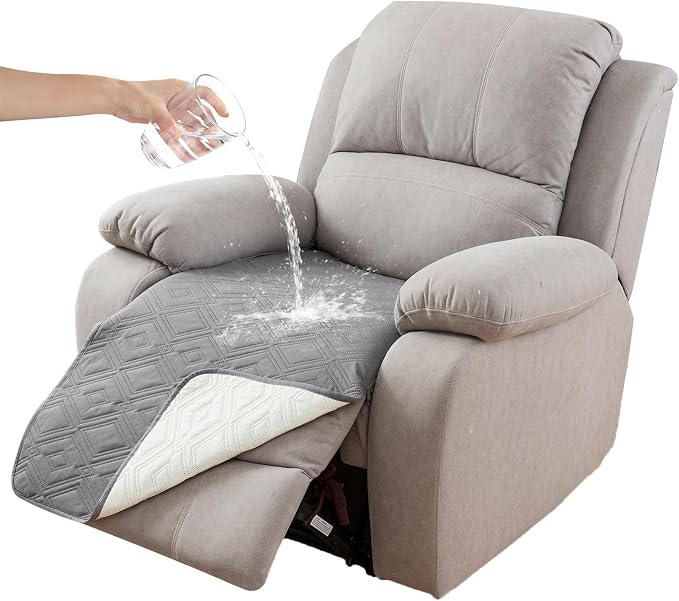 Genina 100% Waterproof Recliner Chair Covers, Anti-Slip Recliner Cover Dog Chair Cover Furniture Protector, Chair Sofa Slipcover for Pets Dogs, 1 Piece (Light Gray, Recliner) by Genina