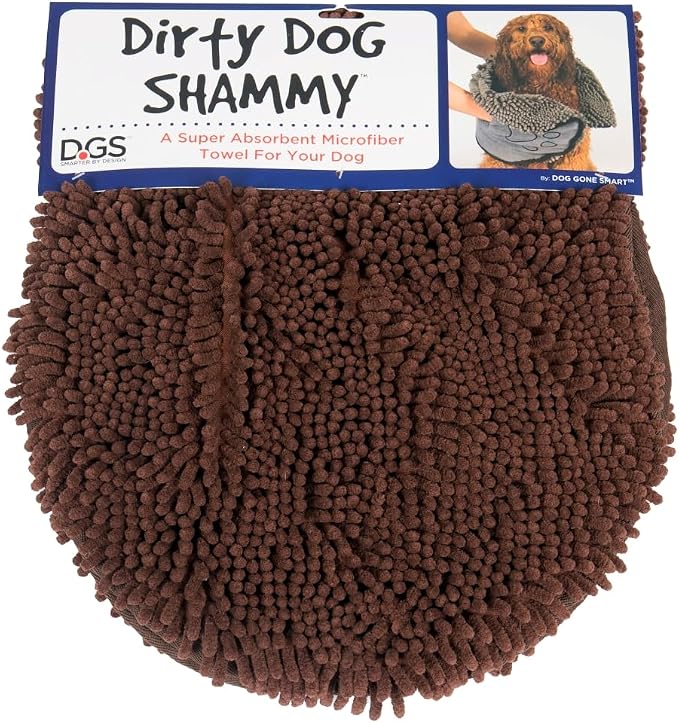 Dog Gone Smart The Dirty Dog Shammy - Antimicrobial Microfiber Dog Towel for Odor Control, Fast-Drying Plush, Dual Hand Pockets & Elastic, Super Absorbent, Machine Washable, 31 x 13 in, Brown - Image 8