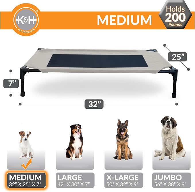 K&H Outdoor Elevated Dog Bed - Cooling Raised Dog Bed for Small & Medium Pets, Breathable Mesh Center Hammock Design, Indoor/Outdoor Washable Cover, Portable Metal Frame, Taupe, Medium 32x25in - Image 3