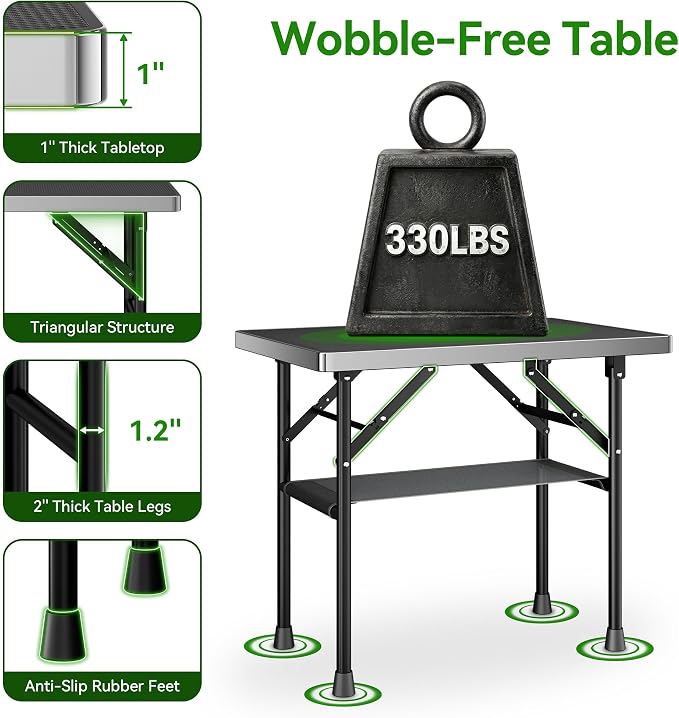 pickpiff Dog Grooming Table with Arm, 35.5" L×23.6" W x 30" H Foldable Heavy Duty Pet Grooming Station with Adjustable 33.5" Height Arm, Hammock & Nooses, Tray, Non-Slip Waterproof Tabletop - Image 6