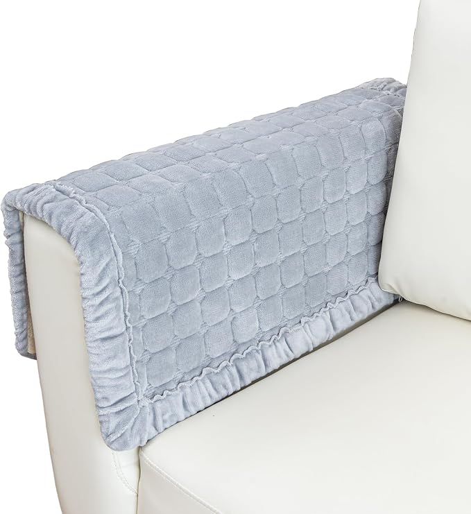 Couch Cover Couch Arm Covers Non Slip Sofa Arm Covers for Dogs Washable Armchair Cover Couch Protector Backrest Cover Sofa Slipcover for Recliner,Velvet,Gray,28''x28''(Only 1 Piece) by TAOMOCASTL