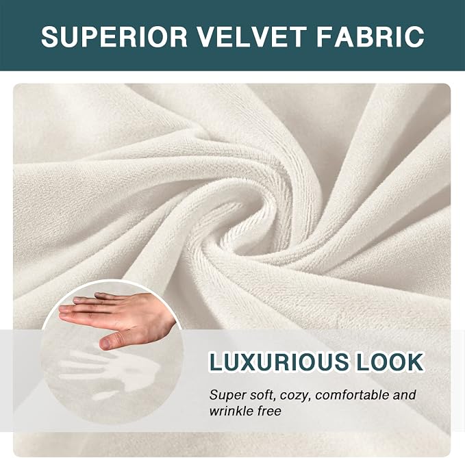 FantasDecor Velvet Chaise Lounge Cover Stretch Double Arm Chair Slipcover for Living Room Bedroom Soft Plush Fabric Machine Washable, Ivory - Image 4