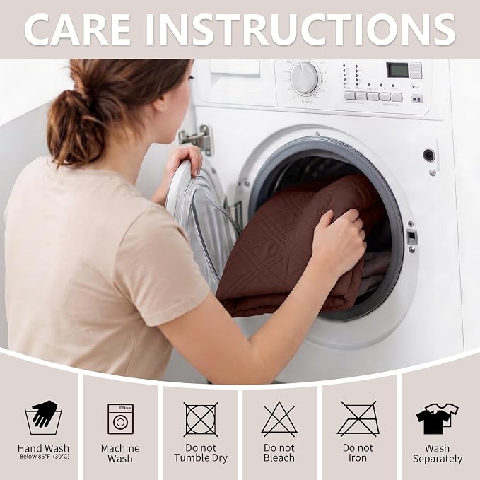100% Waterproof Couch Cover for Dogs, Washable Anti-Slip Sofa Cover with Elastic Straps & Side Pockets, Quilted Furniture Protector for Kids & Pets (3 Cushion 68", Coffee) - Image 7