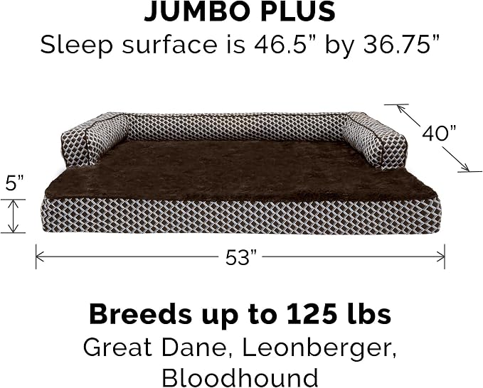 Furhaven Replacement Dog Bed Cover Comfy Couch Plush & Décor Sofa-Style, Machine Washable - Diamond Brown, Jumbo Plus (XX-Large) - Image 3