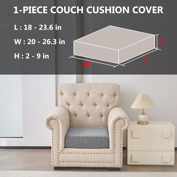Genina Waterproof Couch Cushion Covers for Pets Washable Sofa Seat Covers | Non Slip,Stretch Jacquard Fabric,Pet Hair & Scratch Protection,Easy Installation,Furniture Protector,Sectional Sofa,1 Piece - Image 2