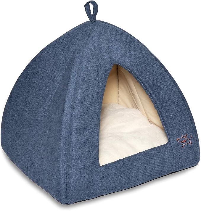 Best Pet Supplies Cat Bed for Indoor Cat, Domed Tent House with Removable Pillow, Covered Cat Cave for Small Dog, Puppies and All Breeds of Cats - Navy, 16 x 16 x H:14" by BestPetSuppliesLLC