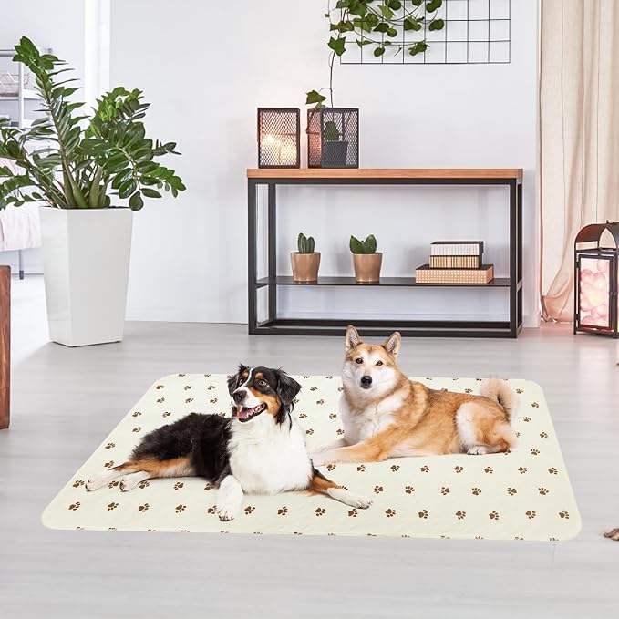 PUPTECK Washable Pee Pads for Dogs Dog Training Pads 2 Pack Beige 48x60 in | Reusable Puppy Potty Training Pads Whelping Mat Pet Food Feeding Mat Leakproof Fast Absorption Non-Slip for Couch, Crate - Image 9