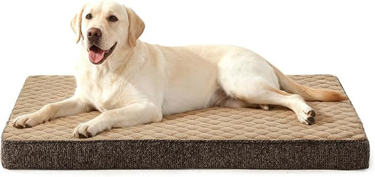JOEJOY XL Dog Bed for Large Dogs up to 80 lbs, Fits 41" & 42" Crates, Orthopedic Egg Crate Foam Pet Bed with Washable Cover & Waterproof Liner, Non-Slip Bottom (41"x27", Brown) by JOEJOY