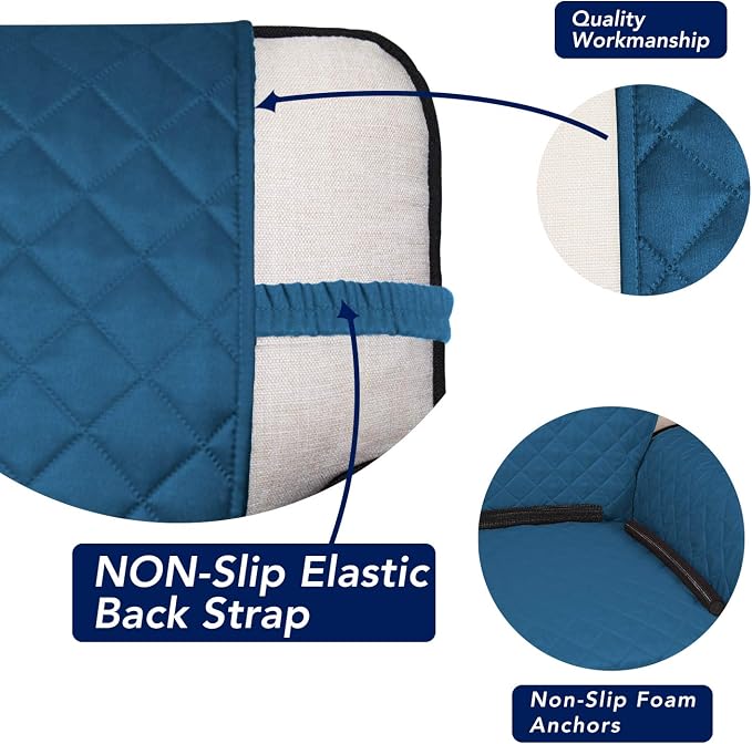 PureFit Reversible Quilted Sofa Cover Dog Couch Covers for Sofa, 66 in | Peacock Blue/Beige, Water Resistant Couch Protector, Washable Pet Couch Cover with Non Slip and Elastic Straps For Kids - Image 3