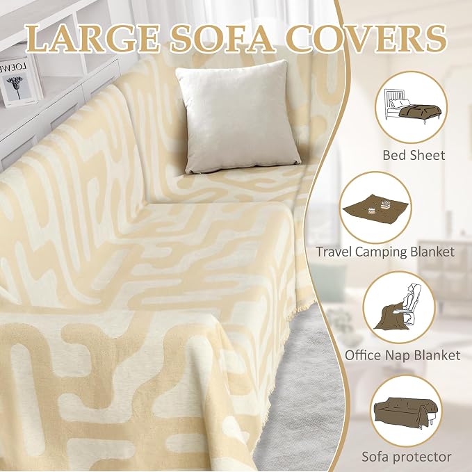 1OO% Waterproof Sectional Couch Covers for Dogs L Shaped Corner Sofa Cover Washable Chenille Sofa Slipcovers Blanket Modern Jacquard Pet Furniture Protector (91"x276", Boho Beige) - Image 9