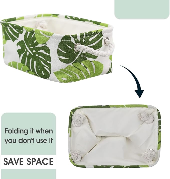 Storage Cubes, Storage Bins Baskets for Organizing 6 Pack for Organizing Toys, Clothes, Closet Baskets with Rope Handles for Nursery Home(White and Green,12"L×8"W×5"H) - Image 4