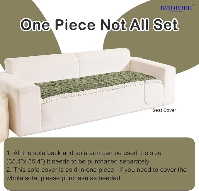 HANDONTIME Dog Couch Cover Jacquard Geometric Sofa Covers Washable Funny Fuzzy Couch Cushion Cover Non-Slip Plush Pet Protector Furniture Covers Durable Comfortable Slipcover (Avocado, 27.6" x 82.7") - Image 4