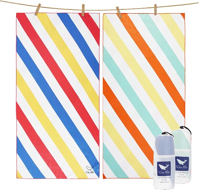 Whale Flotilla 2 Pack Large Quick Dry Beach Towel (30"x60"), Microfiber Sand-Free Beach Towel Set, Super Absorbent Compact Pool Travel Accessories, Red and Yellow - Image 7