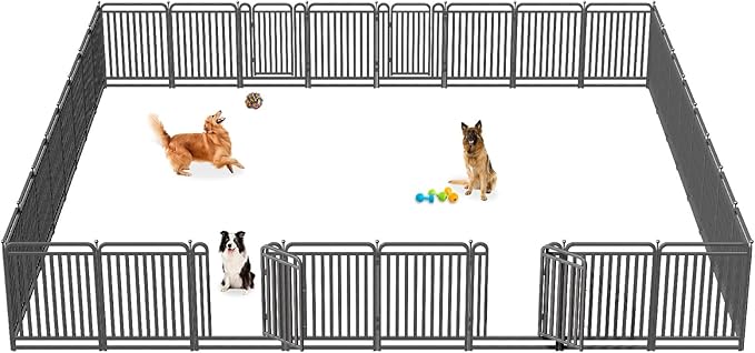 40 Inch Dog Playpen Outdoor, 32 Panels Puppy Playpen Heavy Duty Dog Play Pen Indoors, Rust Resistant Dog Pen for Large/Medium/Small Dogs, Dog Fence for RV Camping