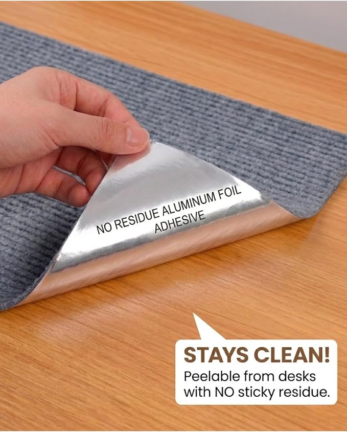 Corner & Wall Cat Scratch Mat (Grey, 23.6''x11.8'', 3-Pack), Self-Adhesive Trimmable Cat Scratcher, Wall Mounted Scratching Pad for Indoor Cats, Sofa Furniture Protector, Cat Post Cover Replacement - Image 9