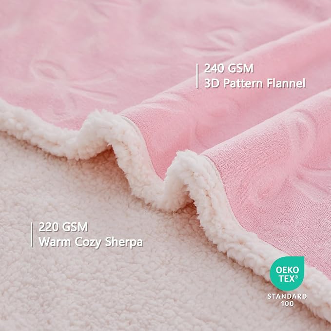 Qeils Pet Blankets for Cats - Waterproof Cat Blanket Washable - Sherpa Fleece Puppy Blanket, Soft Plush Reversible Throw Protector for Bed Couch Car Sofa, 40"X50", Pink Bows - Image 7