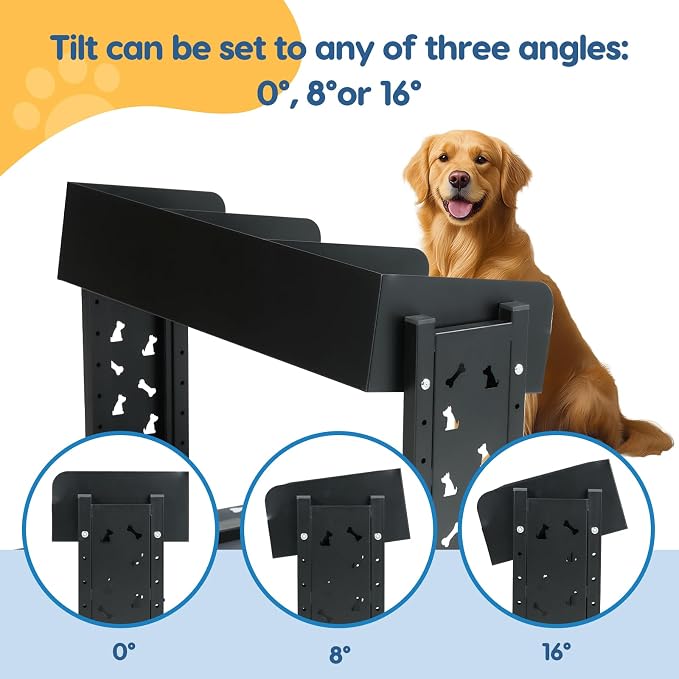 Elevated Dog Bowls for Large Breeds, Triple Dog Bowl Stand with 3 Stainless Steel Bowls, Adjustable Raised Dog Feeding Station, Slow Feeder Anti-Gulping Design, Heavy Duty - Image 2