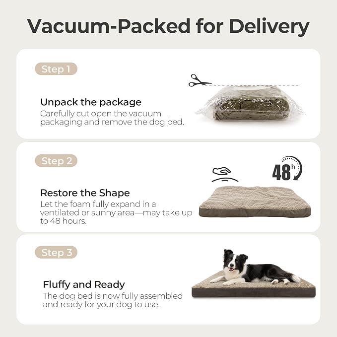 37" Indestructible Dog Bed for Large Dogs – Chew-Proof Pet Mat with Double-Sided Plush & Waterproof Liner, Tough Crate Mat with Egg-Crate Foam Support, Indoor & Outdoor Use, Brown - Image 7