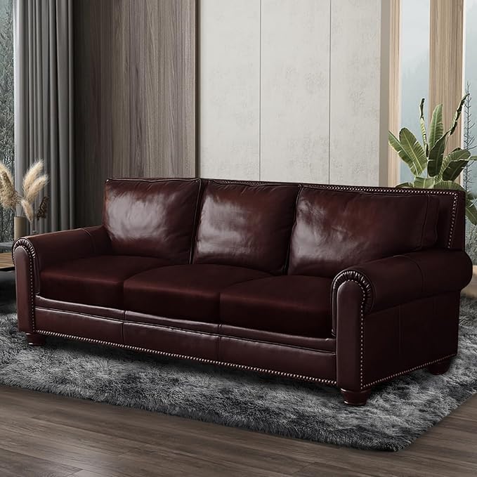 ANARACHON Leather Look Couch Cushion Covers Sofa Seat Slipcovers Sets Couches Furniture Protector for Sectional Armchair Loveseat Pets Kids Stretch Spandex Fabric (3 Cushion Sofa, Burgundy) - Image 8