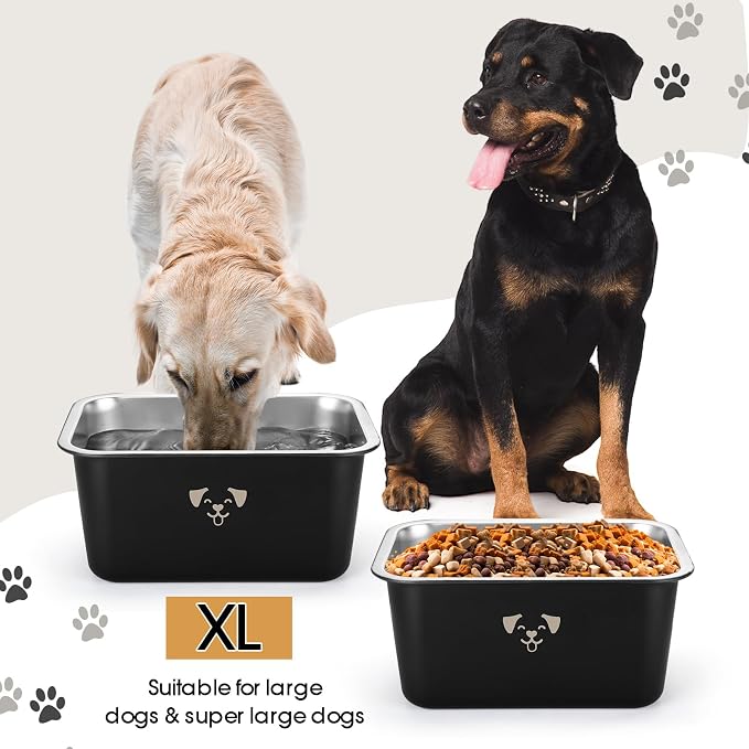 Sweetude 4 Pcs Stainless Steel Dog Bowls Bulk High Capacity Metal Dogs Food and Water Bowls for Large Dogs Pets(Black,2.64 Gallon) - Image 4
