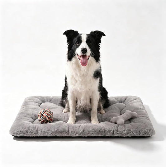 Dog Bed 36" for Metal Crate Pad,Washable Sleeping Mat for Medium/Large Pets | Soft faux rabbit fur, non-slip,machine wash/dry, plush cushioning, for crates, floors & travel, multiple sizes for all breeds by Poimerk