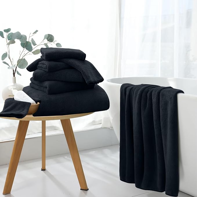 Extra Large Bath Sheet 4 Piece (35"x70")-Ultra Soft Oversized Bath Towel,Bath Sheet Set for Bathroom Hotel,Plush Highly Absorbent Quick Dry Shower Towel Set for Adults,Bath Towel Set Black - Image 4