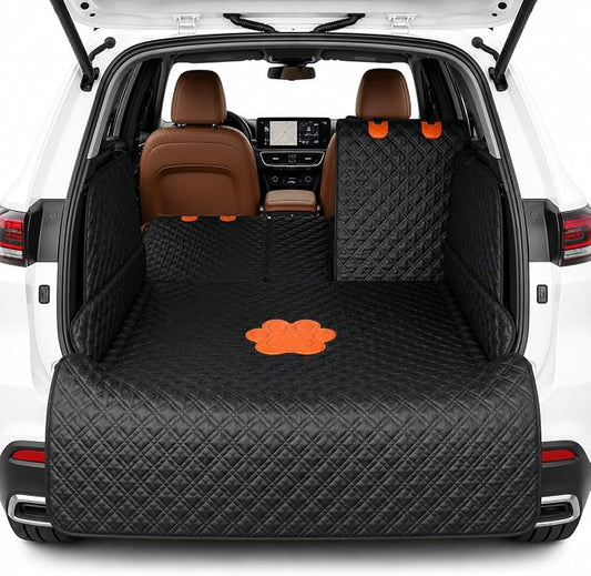 SUV Cargo Liner for Dogs,60/40 Split Seat Access,Waterproof Dog Trunk Cover | Feature: 60/40 Split Access | Material: Waterproof PU Leather | Protection: 15.75" Side Flaps & 19.69" Bumper Flap by Unknown